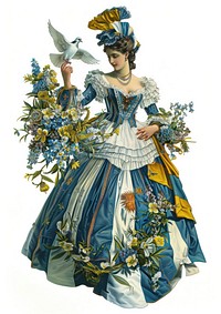 Latina Argentinian woman flower dress art.