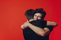 Man hugging another man person human adult.