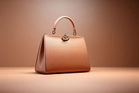 Blank leather bag mockup on a beige accessories accessory handbag.