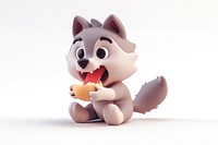 Wolf eating figurine animal mammal.