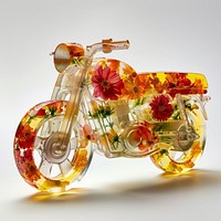 Flower resin Motorcycle shaped motorcycle transportation vehicle.