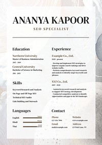 SEO specialist resume template