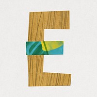 Letter E, cute paper cut alphabet illustration