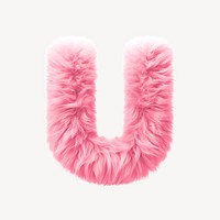 Fur letter U pink white background accessories.