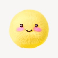 Yellow smiling face in fluffy 3D shape illustration