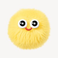 Yellow smiling face in fluffy 3D shape illustration
