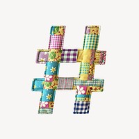 Hashtag  sign in fabric stitch design