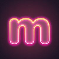 Letter m in neon gradient pink font illustration