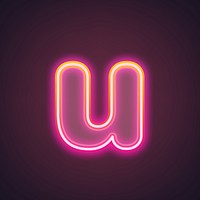 Letter u in neon gradient pink font illustration