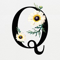 Letter Q floral font
