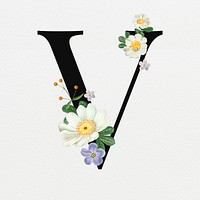 Letter V floral font