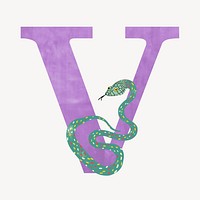 Letter V watercolor animal font