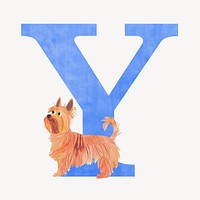 Letter Y watercolor animal font