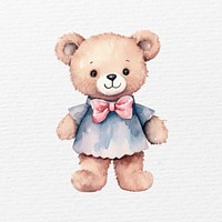 Cute teddy bear, watercolor animal illustration