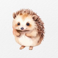 Cute hedgehog, watercolor animal illustration