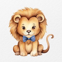 Cute lion, watercolor animal illustration