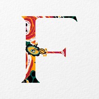 Letter F in Seguy Papillons art alphabet illustration