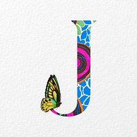 Letter J in Seguy Papillons art alphabet illustration