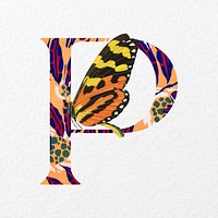 Letter P in Seguy Papillons art alphabet illustration