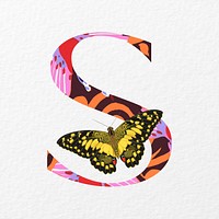 Letter S in Seguy Papillons art alphabet illustration