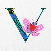 Letter V in Seguy Papillons art alphabet illustration