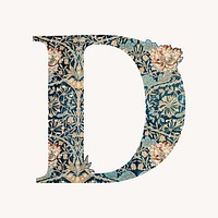 Letter D botanical pattern font, inspired by William Morris