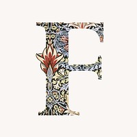 Letter F botanical pattern font, inspired by William Morris