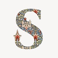 Letter S botanical pattern font, inspired by William Morris