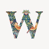 Letter W botanical pattern font, inspired by William Morris