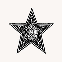 Black star medieval ornament illustration