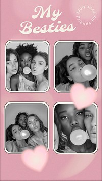Pink friendship photo collage