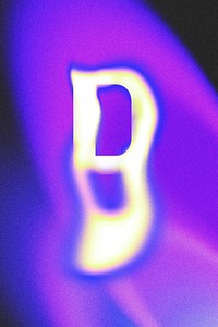 Letter D, fluid neon font illustration