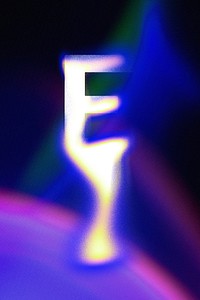 Letter E, fluid neon font illustration