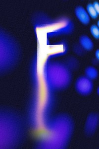 Letter F, fluid neon font illustration