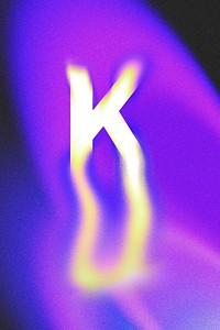 Letter K, fluid neon font illustration