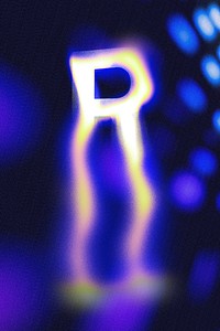 Letter R, fluid neon font illustration