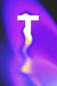 Letter T, fluid neon font illustration