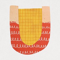 Letter U, cute paper cut alphabet illustration