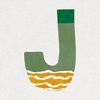 Letter J, cute paper cut alphabet illustration