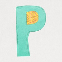 Letter P, cute paper cut alphabet illustration