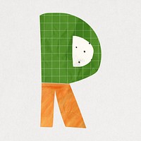 Letter R, cute paper cut alphabet illustration