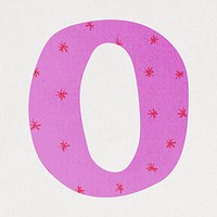 Number 0, cute paper cut alphabet illustration