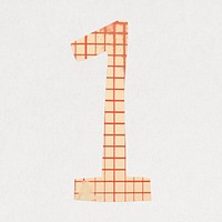 Number 1, cute paper cut alphabet illustration