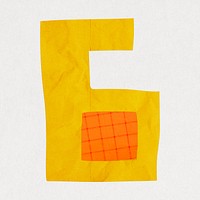 Number 6, cute paper cut alphabet illustration