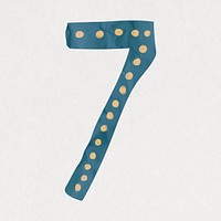 Number 7, cute paper cut alphabet illustration