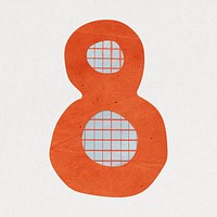 Number 8, cute paper cut alphabet illustration