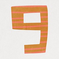 Number 9, cute paper cut alphabet illustration