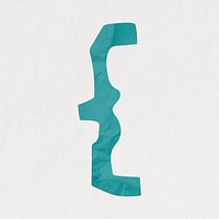 Curly bracket sign, cute paper cut symbol illustration