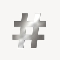 Simple hashtag symbol silver metallic font