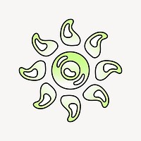 Sun icon, funky lime green shape illustration